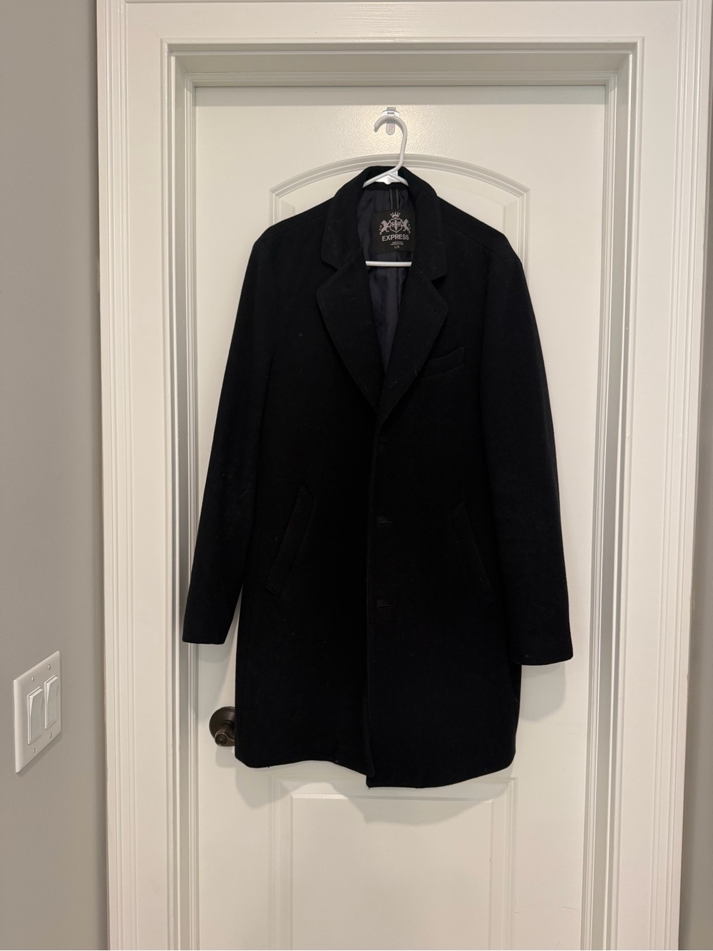 Express Men’s Black Wool-Blend Pea Coat